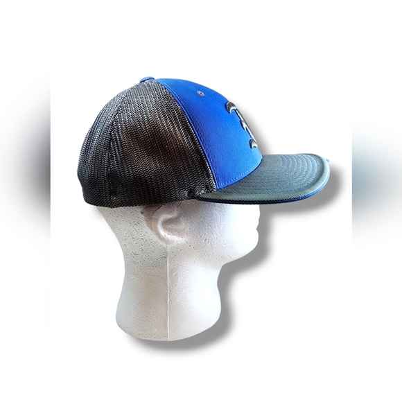 Pacific Headwear Pro-Model Adult Letter "F” Blue & Gray Baseball Flexfit Hat Cap - Picture 5 of 8